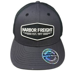 Harbor Freight Trucker Hat Gray One Size Mesh Back Snapback HFT Logo Patch Work